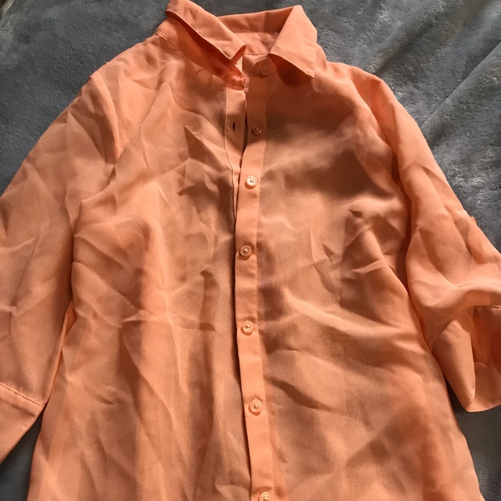 Kids peach button down blouse